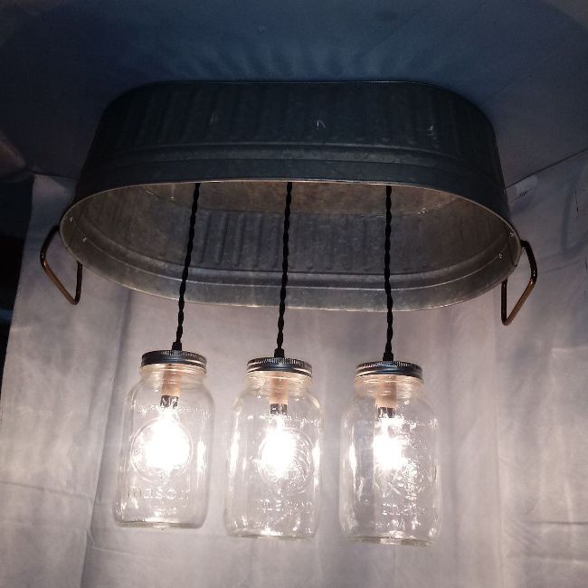 hanging washtub mason jar lights
